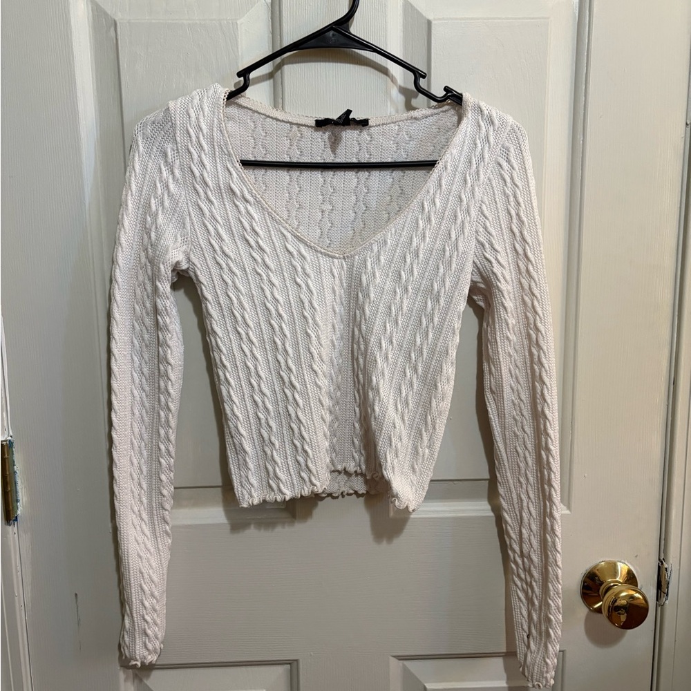 White Cable Knit Sweater